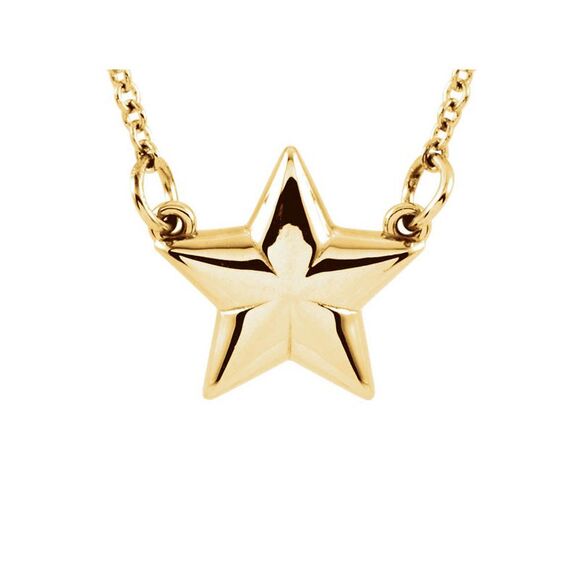 Polished Small Star Necklace in 14k Yellow Gold 18 Inch
